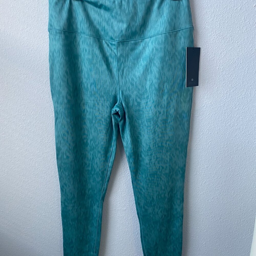 Etonic Women green teal aqua leggings Polyester Spandex Leggings Size L - Picture 2 of 3